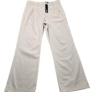 Nova Men Pants Mens 36x30 Beige Pleated Wide Leg Polyester Dress Microfiber